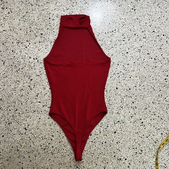 Vintage 90’s Y2K red Cache stretch turtleneck halter bodysuit small s - Picture 4 of 6
